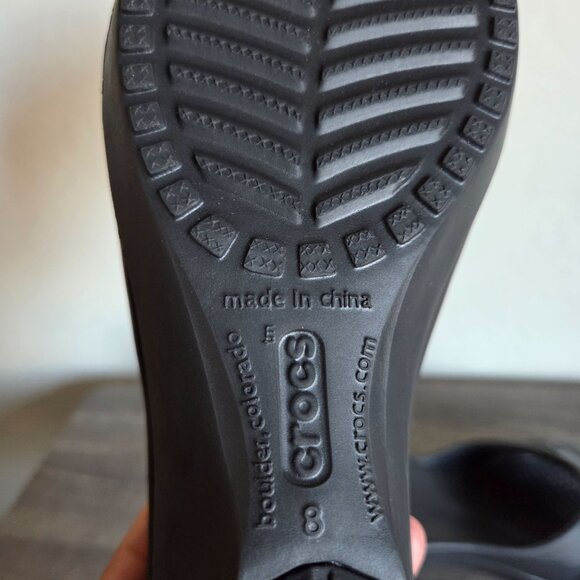 Crocs Kadee Slip-On Heeled Wedge Sandals Black Size Women's 8 Open Toe Comfort - Picture 9 of 10